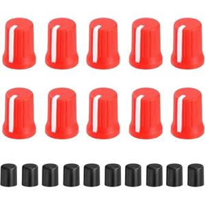 QUARKZMAN 10Pcs Manopole Potenziometro D-Shaft Sostituzione Gomma Manopola Controllo Potenziometro Sostituzione Push Rod Cap Per DJ Controller Mixer Console Encoder Speaker (Rosso Bianco)