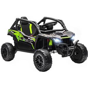 AIYAPLAY Macchina Elettrica per Bambini UTV KAWASAKI TERYX KRX, 12V Fuoristrada Auto per Bambini con 2 Motori, Cintura, Telecomando, Sospensioni, USB, Bluetooth, Musica, Luci, 3-5km/h, 3-5Anni, Nero