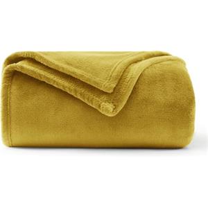 WAVVE Coperta Plaid Pile di Flanella 260gsm - 150x200 cm, Giallo - Coperta Pelosa 200x150 - Divano/Letto Singolo/Matrimoniale, Copridivano di Microfibra Calda e Morbida