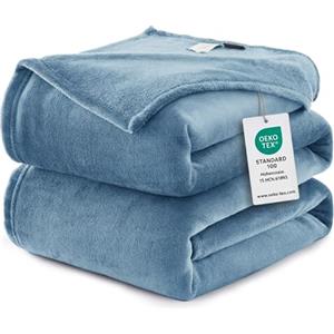 WAVVE Plaid Coperta Pile di Flanella 260gsm - 230x270 cm, Grigio Blu - Coperta Grande 270x230, Divano/Letto Matrimoniale, Calda e Morbida