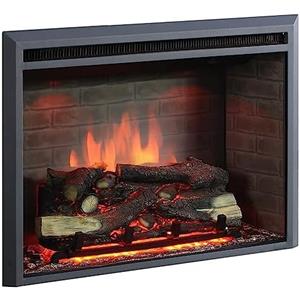 BALDERIA camino elettrico Calida 33" | Caminetto elettrico a incasso | Effetto fiamma 3D | Riscaldamento elettrico 2000W, crepitio | Focolare da inserto con telecomando, timer, termostato | Nero