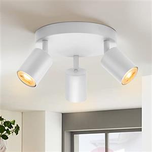 wowatt Lampada Faretti da soffitto Orientabili, Faretti 3 Luce Rotonda GU10 non Incluse, Moderna Plafoniera LED Bianco Lampada da Soffitto Faretti da Parete Interno per Salotto Camera da Letto Cucina