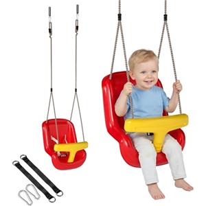 AIYAPLAY Altalena per Bambini da Interno ed Esterno, Altalena da Giardino per Neonati e Bimbi 9-36 Mesi, Corda Regolabile e Cintura di Sicurezza