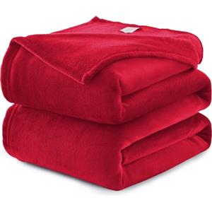 WAVVE Coperta Plaid Divano Pile di Flanella 260gsm - 130x150 cm, Rosso - Coperta Letto Singolo 150x130, Copridivano Caldo e Morbido