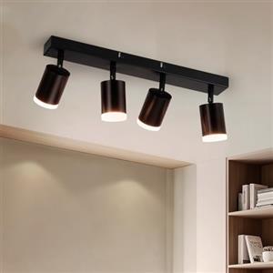 wowatt Faretti da Soffitto Orientabili Nero, Faretti da Parete Interno GU10, Moderna Lampadario LED da Soffitto, Lampada Plafoniera LED Faretti 4 Luce Per Soggiorno Cucina Corridoio, Senza Lampadine