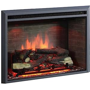 BALDERIA camino elettrico Calida 30" | Caminetto elettrico a incasso | Effetto fiamma 3D | Riscaldamento elettrico 2000W, crepitio | Focolare da inserto con telecomando, timer, termostato | Nero