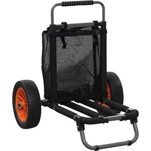 SPORTNOW Carrello da Spiaggia Pieghevole in Alluminio e PU con Tasca in Rete, Manico Telescopico e Cavalletto, 82x67x81 cm, Multicolore