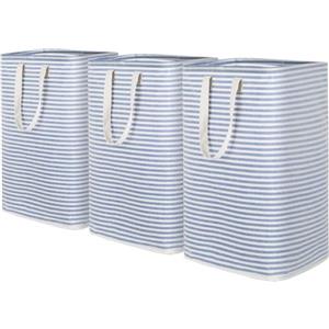 Lifewit Cesto Portabiancheria, Grande Cesta Portabiancheria Pieghevole con Manici Allungati, Portabiancheria Sporca, Laundry Basket per Vestiti, Asciugamani, Coperte, Blu, 80 L, Set di 3