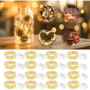 Sprifityy Stringa Luci LED a Batteria, 2M 20 LED 3 Modalità Lucine LED Decorative a Batteria, Filo di Rame Flessibile DIY, per Festa, Matrimonio, Natale, Stanza, Decorazione Luminosa (18)