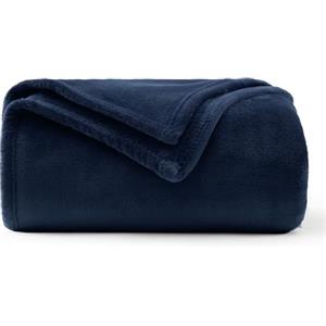 WAVVE Coperta Plaid Divano Pile di Flanella 260gsm - 130x150 cm, Blu Navy - Coperta Letto Singolo 150x130, Copridivano Caldo e Morbido