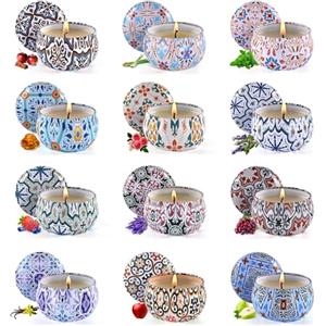 Obisesio Set Candele Profumate Regalo - 12 Candele Naturali in Cera di Soia - Candele Rilassanti Aromaterapia, Candela Profumata Regalo, Candele Profumate Piccole per Atmosfere Rilassanti
