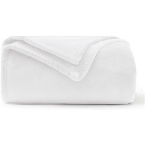 WAVVE Coperta Plaid Divano Pile di Flanella 260gsm - 130x150 cm, Bianco - Coperta Letto Singolo 150x130, Copridivano Caldo e Morbido