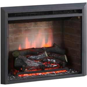 BALDERIA camino elettrico Calida 23" | Caminetto elettrico a incasso | Effetto fiamma 3D | Riscaldamento elettrico 2000W, crepitio | Focolare da inserto con telecomando, timer, termostato | Nero