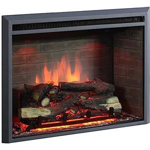 BALDERIA camino elettrico Calida 26" | Caminetto elettrico a incasso | Effetto fiamma 3D | Riscaldamento elettrico 2000W, crepitio | Focolare da inserto con telecomando, timer, termostato | Nero