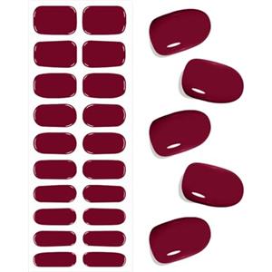 Bagavs Unghie Gel Adesive UV, 20 PCS Smalto Adesivo Gel UV, Rosso Vino Pellicola per Unghie Autoadesiva, Strisce Semiindurite per Manicure Fai da Te