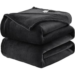 WAVVE Coperta Plaid Divano Pile di Flanella 260gsm - 130x150 cm, Nero - Coperta Letto Singolo 150x130, Copridivano Caldo e Morbido