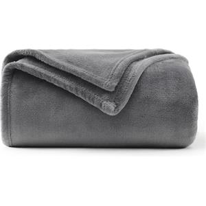 WAVVE Coperta Plaid Divano Pile di Flanella 260gsm - 130x150 cm, Grigio - Coperta Letto Singolo 150x130, Copridivano Caldo e Morbido