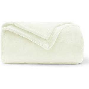 WAVVE Coperta Plaid Pile di Flanella 260gsm - 150x200 cm, Bianco Beige - Coperta Pelosa 200x150 - Divano/Letto Singolo/Matrimoniale, Copridivano di Microfibra Calda e Morbida