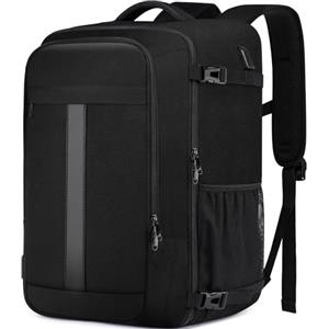 PUSLOM Zaino 55x35x25 Bagaglio a Mano 55x35x25 Zaino da Viaggio Borsa da Cabina per Voli Uomo Donna,18.4 Pollici Zaino Porta PC con Caricatore USB per Trekking Lavoro Nero