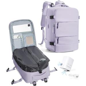 VENATIN Zaino da Viaggio con Sottovuoto con Pompa Zaino Easyjet 45x36x20 baggalio mano Sottovuoto con Compressione per uomo e donna,Viola
