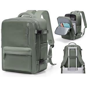 BJLFS Borse da Cabina per Ryanair 40×30×20 Zaino da Viaggio con Sottovuoto Bagaglio a Mano 40x20x25 Easyjet 45×36×20,Zaino Wizzair 40x30x20,Zaino Casual per laptop da 14 pollici,Verde gioventù