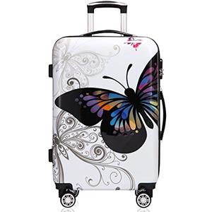 Monzana Trolley Butterfly Valigia Guscio Rigido XL Manico Telescopico Alluminio Ruote girevoli 360°