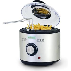 Augosma Mini Friggitrice Augosma con Olio | 850-950W | Capacità: 1 Litro | Finestra di Visualizzazione | Cestello di Frittura in Acciaio Inox | Temperatura Regolabile | Isolamento Termico | Rivestimento in