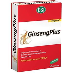 ESI GinsengPlus - Integratore Alimentare con Ginseng, Guaranà e Cola per Stanchezza Fisica e Mentale - 30 Naturcaps