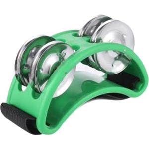 Dickly Piede Tamburello Piede Tamburo Mezzaluna Tamburello Strumento musicale a percussione Mandolino Banjo Piede Campana Tamburello 4 campane Tamburello, Verde