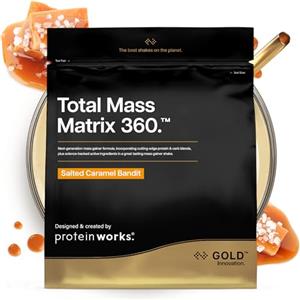 THE PROTEIN WORKS Matrix Massa Totale Extreme, Frullato di Proteine in Polvere Ipercalorico & Iperproteico, Per Aumentare di Peso, 8 Agitare, Caramello Salato Intenso, 2.12 kg