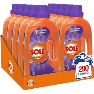 Sole Detersivo Lavatrice Liquido Freschezza Naturale 290 Lavaggi, Formula Igienizzante, 10 Confezioni da 29 Lavaggi