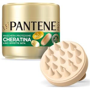Pantene Pro-V Set Massaggiatore Cuoio Capelluto + Maschera Capelli Lisci Effetto Seta, Protezione Cheratina, Per Avere Capelli Lisci E Brillanti Fino A 72h Con 1 Sola Applicazione, 300ml