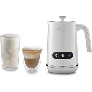 De'Longhi LatteMix EMF3.W Montalatte Automatico per Latte Vaccino e Vegetale, Funzioni Schiuma Calda e Fredda, Coperchio Trasparente, Comandi a Tre Pulsanti, Capacità 250 ml, Bianco