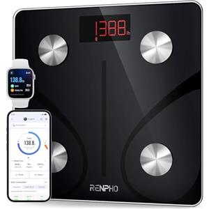 RENPHO Bilancia Pesapersone, Professionale Bilancia Impedenziometrica Bluetooth Bilancia Pesa Persona Digitale con App - Misura Peso Corporeo, Massa Grassa, BMI, Massa Muscolare, 30x30cm