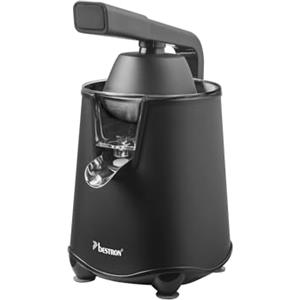 Bestron Spremiagrumi elettrico, spremiagrumi con funzione di arresto e filtro polpa in acciaio inox, con 2 coni, capacità 450 ml, leva soft pressa per un facile utilizzo, nero opaco