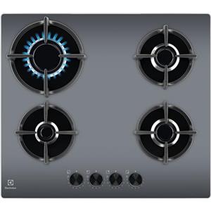 Electrolux 600 Series EGG64272M Piano Cottura a Gas su Vetro 60 cm, Controllo Fiamma StepPower, 4 Fuochi, Griglie in Ghisa, Accensione Integrata, Sistema di Sicurezza
