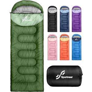 Sportneer Sacco a Pelo Adulto 220×80 cm - Caldo e Traspirante, 3-4 Stagioni Leggero e Compatto, per Campeggio, Trekking, Viaggi e Zaino in Spalla, 2KG