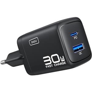 INIU Caricatore USB C, Presa 30W alimentatore, PD 3.0 compatto Caricatore Rapido, 2 Porte GaN Caricabatteria Rapido compatibile con iPad, Samsung S24 Ultra, Google, Xiaomi, Huawei ecc