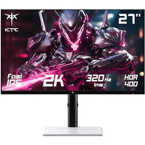 KTC Gaming Monitor 27 Pollici, 320Hz 300Hz, QHD Monitor bianco, Fast IPS, 1ms, 2K QHD 2560 x 1440P Schermo PC, Freesync & G-sync, 144% sRGB, HDR400, Luce blu bassa, VESA 100x100, DP1.4/HDMI 2.1, H27E6