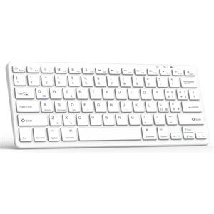 TQQ Tastiera Bluetooth Ricaricabile per iPad, Air, Pro, Mini, Samsung Tablet, Android e Windows, Tastiera Wireless, Bianco
