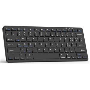 TQQ Tastiera Bluetooth Ricaricabile per iPad, Air, Pro, Mini, Samsung Tablet, Android, IOS e Windows, Tastiera Wireless, Nera