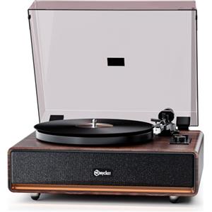Mycket Giradischi Vinile All-in-One con Bluetooth 5.3, Giradischi HiFi con Altoparlanti Integrati, Preamplificatore Phono, Cartuccia AT-3600L, 33/45 RPM, Aux-in, RCA Fuori, Spegnimento Automatico