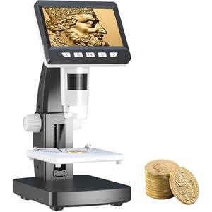 AOPICK APOICK Microscopio digitale con display da 4,3" e 8 luci LED, Microscopio Portatile 1080P HD, MicroscopioProfessionale 50-1000X, Compatibile con PC Windows MacOS