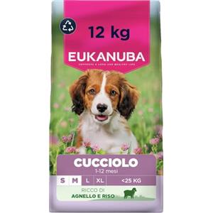 Eukanuba Premium Nutrition Puppy Agnello & Riso - Alimento Secco per Cuccioli di Taglia Piccola e Media - 12 kg
