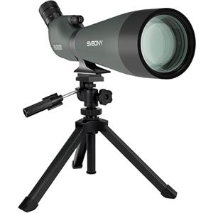 Svbony SV28 - Cannocchiale da 25-75 x 100 mm con treppiede, ampio campo visivo, immagini chiare e luminose, HD Bak4 FMC Spotter Scope con adattatore per smartphone, per tiro al bersaglio bird watching