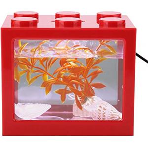 PSSOPP Mini Acquario USB LED Lampada Decorativa per Tavolo da Tè Ufficio, Rosso, 1 Unità