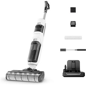 Rowenta X-Clean 5, Lavapavimenti Senza Fili, Aspira e Lava fino a 50 Minuti, Tecnologia Smart, Autopulizia e Asciugatura a 60°, con Assistente Vocale e Accessori Inclusi, Colore Bianco Neve, GZ5557