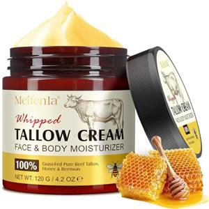 FuzzyUp Cura Della Pelle al Sego di Manzo, Balsamo Viso al Sego e Miele, Sego di Manzo Nutrito a Erba per la Pelle, Crema Idratante al Sego di Manzo, Balsamo al Sego Montato, Crema Viso al Sego di Manzo Bio