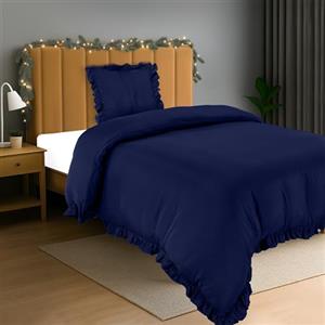 Utopia Bedding Copripiumino a Volant Singolo - Copripiumino in microfibra 135x200 cm + Federa 80x80 cm - Blu Navy