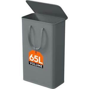 Lifewit Cesta Portabiancheria Salvaspazio con Coperchio, Cesto Biancheria Sporca Sottile con Manici, Portabiancheria Sporca Pieghevole per Camera da Letto, Bagno, Lavanderia, 65 L, Grigio